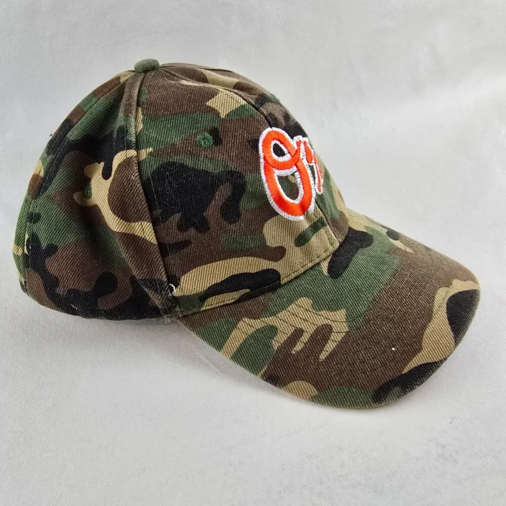 Baltimore Orioles Camo Hat Green Orange Logo Adjustable Baseball Cap MLB Casual - Picture 2 of 7